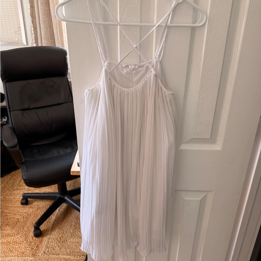 BCBGeneration White Pleated Crisscross Strap Dress